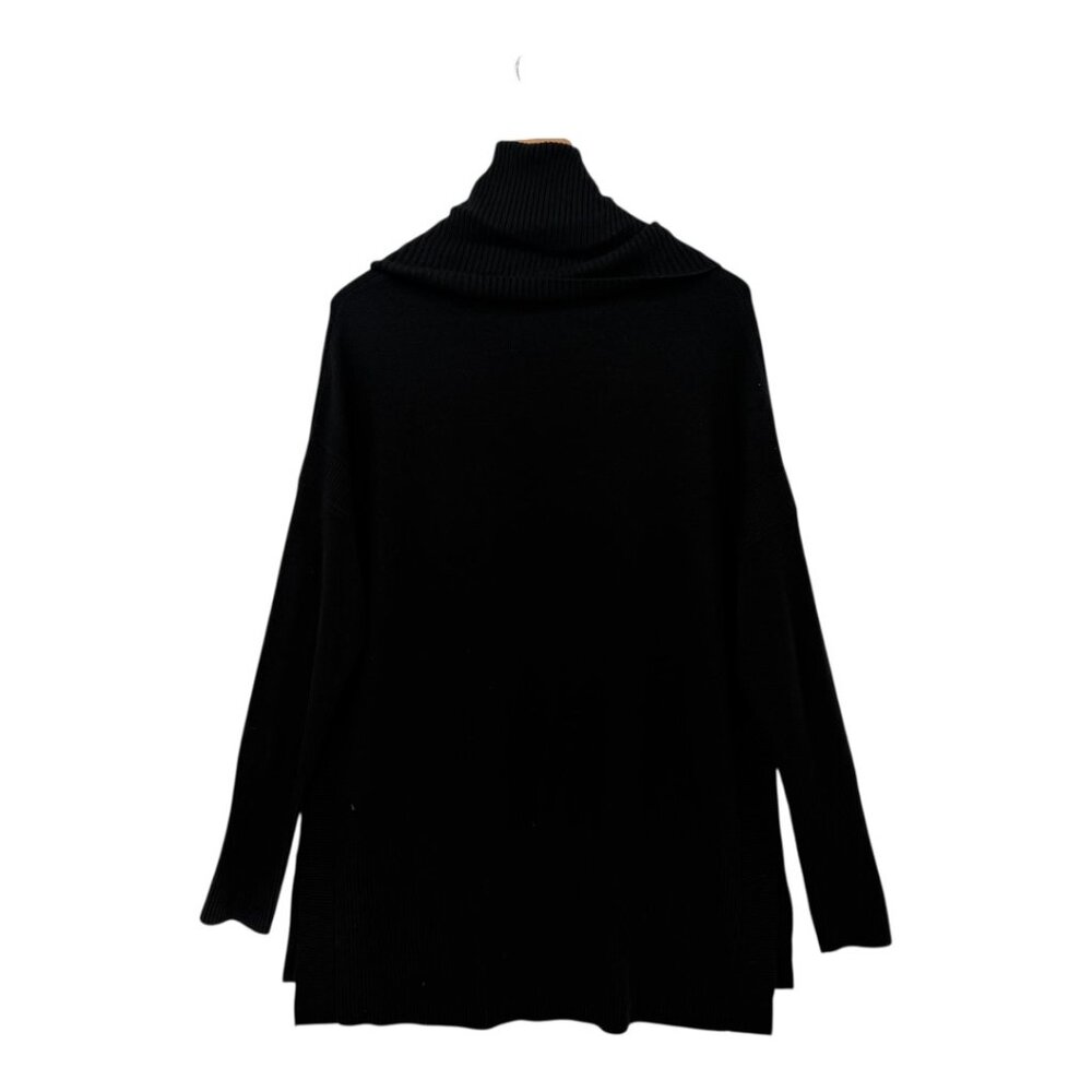 French Connection Cowl Neck Oversized Knit Black Sweater Dress Large